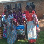 Widows receiving blankets 