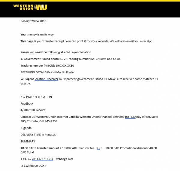 2018-04-20 Western Union Mothers Heart Campaign Payout