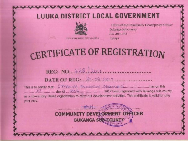 Registration Samaritan Foundation Orphanage 