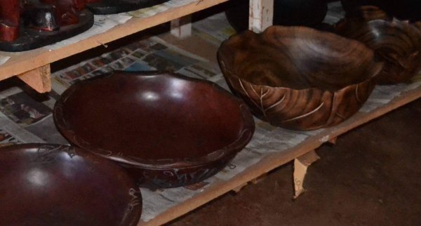 Ebony Carved Wooden Bowls - Large