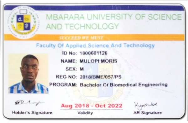 Mulopi Morris Student ID MBARARA UNIVERSITY OD SCIENCE AND TECHNOLOGY