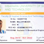 Mulopi Morris Student ID MBARARA UNIVERSITY OD SCIENCE AND TECHNOLOGY