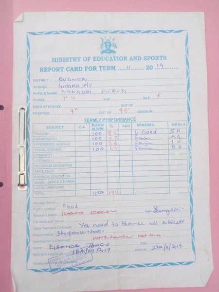 Report Cards 2nd Term 2019 Lubira Primary School Bugweri