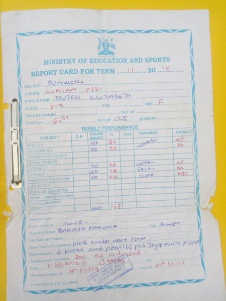 Report Cards 2nd Term 2019 Lubira Primary School Bugweri