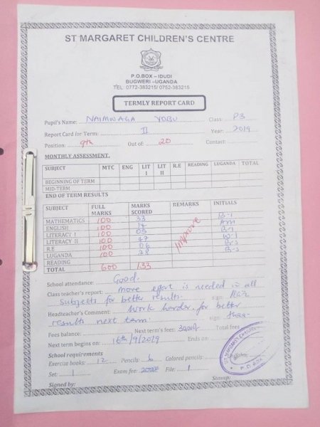 Report Cards 2nd Term 2019 Lubira Primary School Bugweri