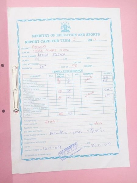 Report Cards 2nd Term 2019 Lubira Primary School Bugweri
