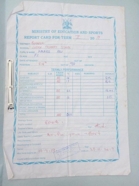 Report Cards 2nd Term 2019 Lubira Primary School Bugweri