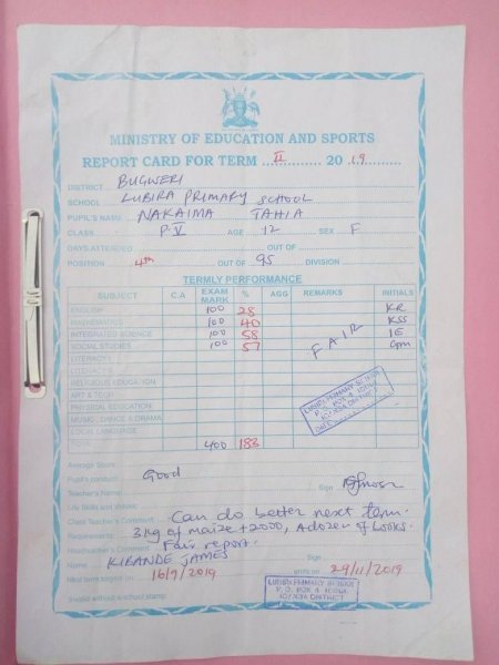 Report Cards 2nd Term 2019 Lubira Primary School Bugweri
