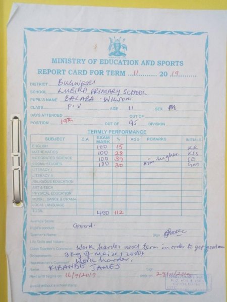 Report Cards 2nd Term 2019 Lubira Primary School Bugweri