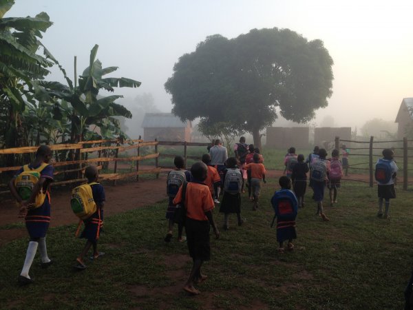 Walking to school with the children