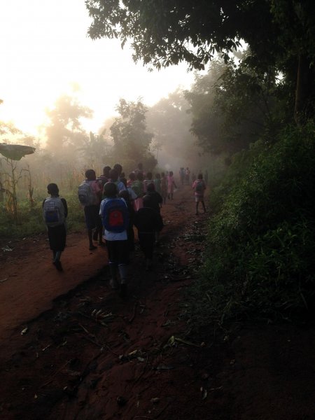 Walking to school with the children