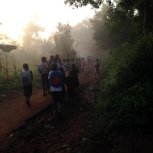 Walking to school with the children