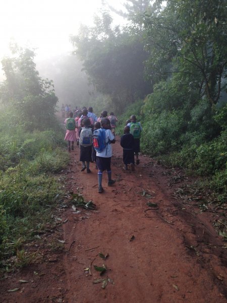 Walking to school with the children