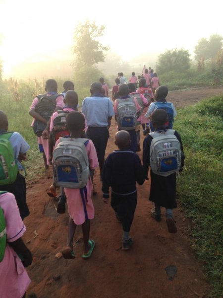 Walking to school with the children