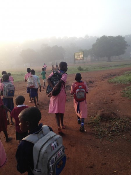 Walking to school with the children