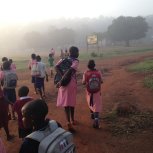 Walking to school with the children