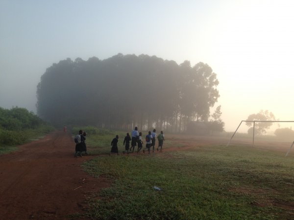 Walking to school with the children