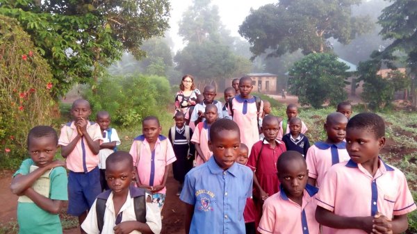 Walking to school with the children