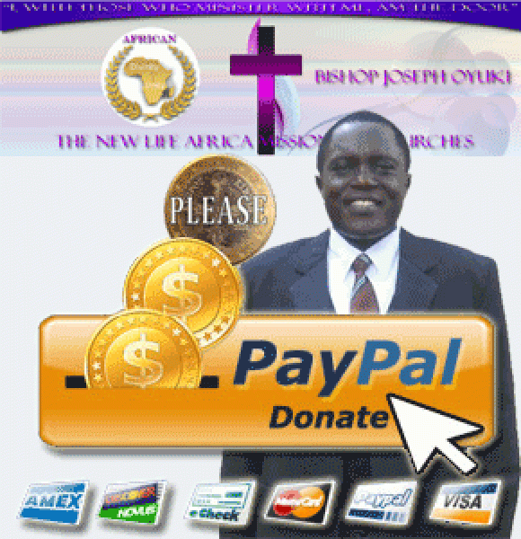 PayPal Donate New Life Ministries Bishop Joseph Oyuki