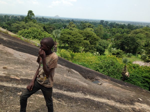 climbing a mountain