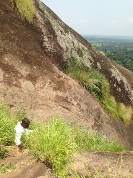 climbing a mountain