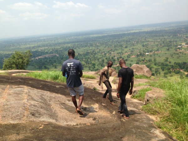 climbing a mountain