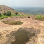 climbing a mountain