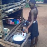 Washing utensils.