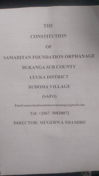 Samaritan Foundation Orphanage Constitution 