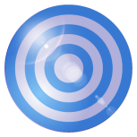 The material emblem of the Trinity government of all creation,  the three azure blue concentric circles on a white background