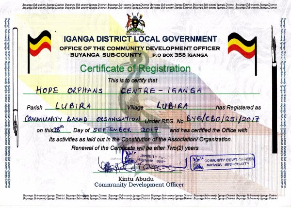 Official Documentation Hope Orphans Centre-Igangi
