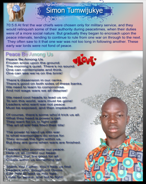 Peace Be Among Us Poetry In Motion Simon Tumwijukye