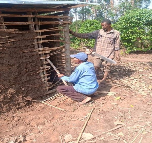 Constructs local pit latrine to the vulnerable people (Promoting hygiene and sanitation)