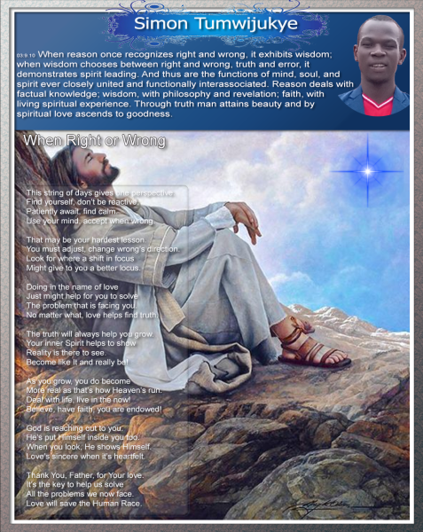 Simon Tumijukey Revelation Poetry In Motion  When Right or Wrong