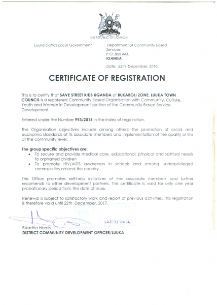 Certificate of Registration 