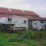 Camper for visitors and a portable office trailer for Construction